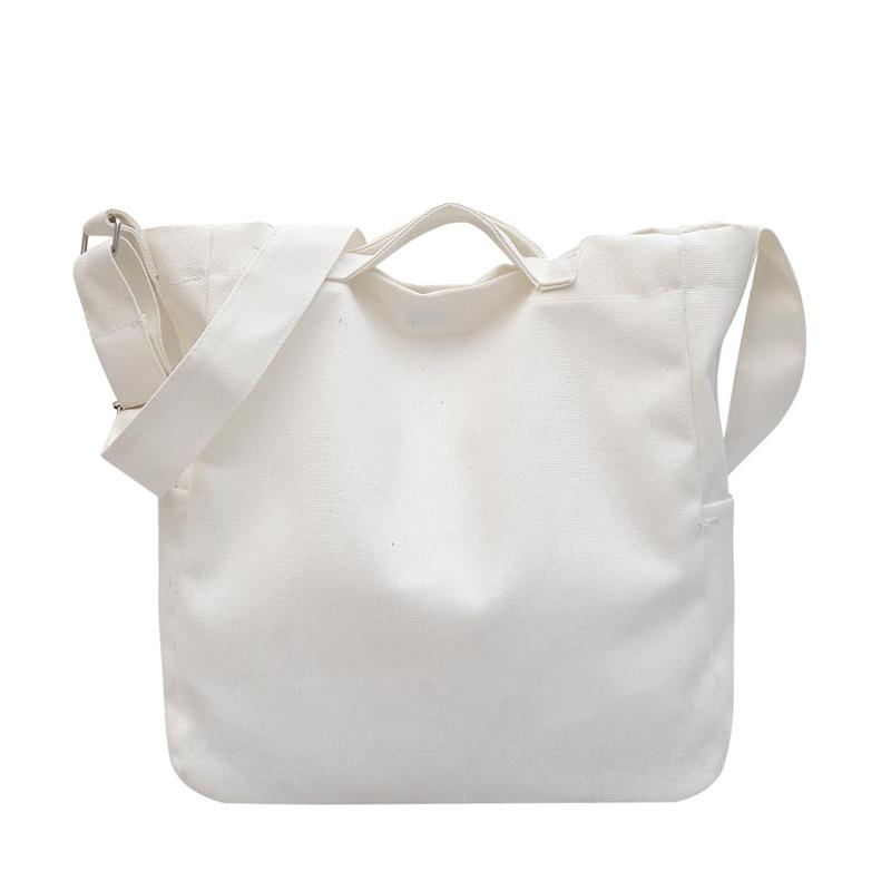 Canvas Bag Large Capacity Handbag Casual Lazy Style Solid Color Shoulder Bag Messenger Bag