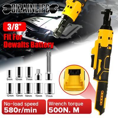 Jeu de clés à cliquet électriques 500 N.M Kit de douilles pour outils à percussion électriques sans fil 3/8" pour batterie DEWALT Clé à angle droit de réparation de voiture