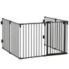 6-Section Folding Safety Gate, Steel Dog Barrier, Self-Locking and Locking System, Black