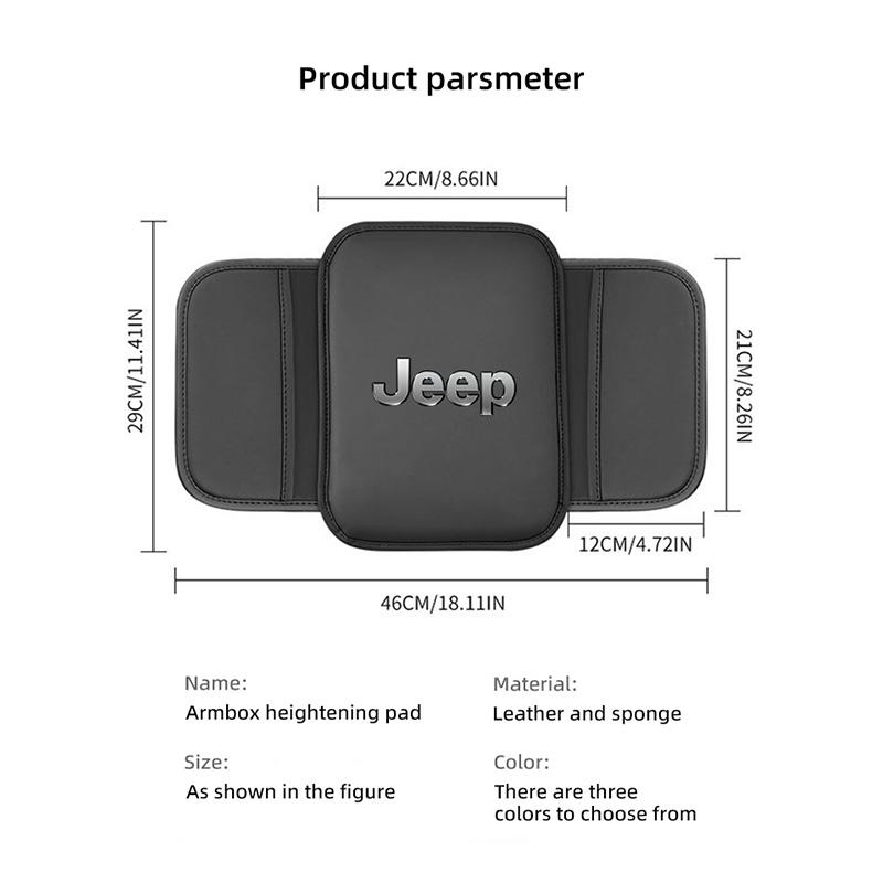 PU Leather Car Armrest Cushion Arm Rest Box Pad Auto Accessories For Jeep Grand Cherokee Wrangler JK Gladiator Compass Renegade