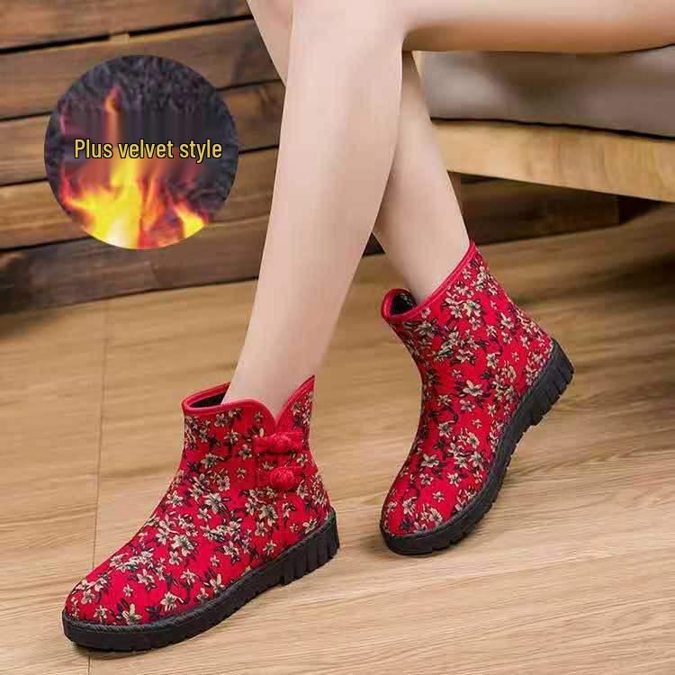 Women's Winter Ethnic-Style Fleece-Lined Non-Slip Snow Boots