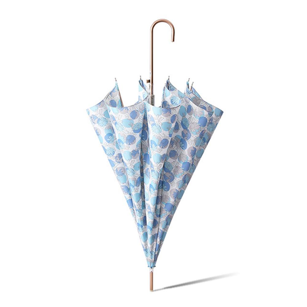 

8k Женский цветочный классический зонт-трость для женщин Зонты-парасоли в стиле рефреш Зонт Защита от солнца и дождя Водоотталкивающий J-образные ручки синий