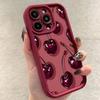 Luxury Wine Red Cherry Pattern Phone Case For iPhone 16e 16 15 14 13 12 11 Pro Max XS Max XR 7 8 Plus Shockproof Silicone Cover