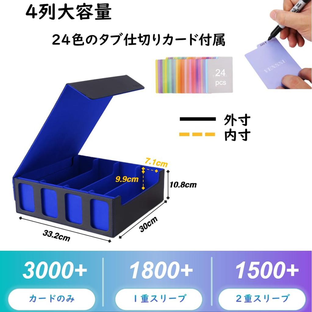 Deck Trading Card Storage Holds with Display and Card Compatible with and Other Card Games with Blue Case, Case, Box, 3000+ Cards, Window, Slots,