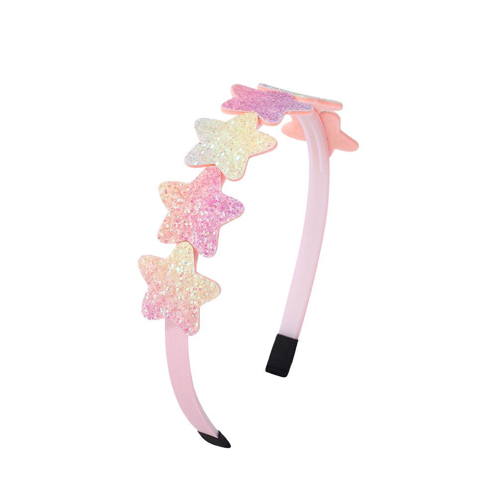 Children'S Candy Color Love Green Onion Powder Headband Cute Princess Gradual Change Rainbow Color Headband Hair Accessories 2544