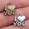 Love Heart Tags Signs I Love You Charm Antique Bronze Zinc Alloy Jewelry Making Supplies DIY Making Bracelet Charms