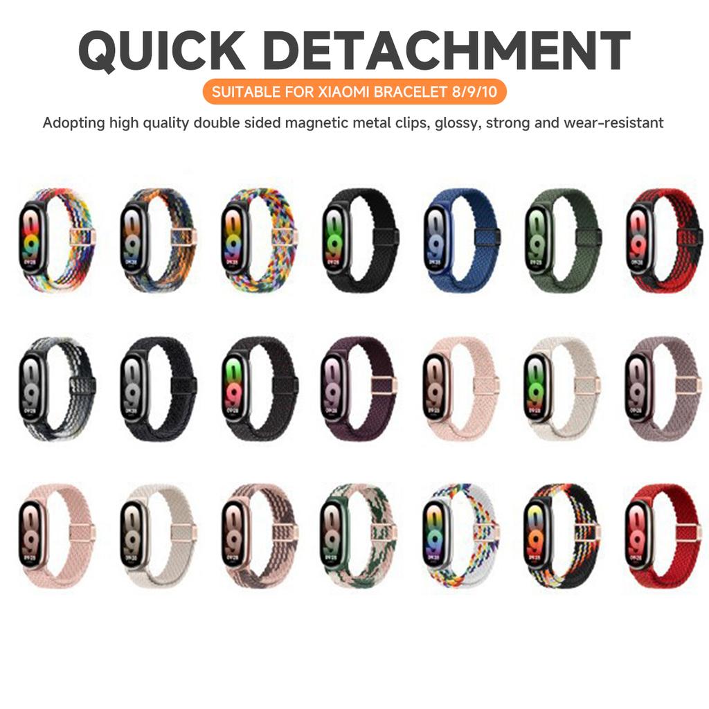 Braided Solo Loop Strap for Xiaomi Mi Band 10 9 8 accessories Replacement correa Xiaomi Smart Band 10 9 8 NFC Magnetic Bracelet