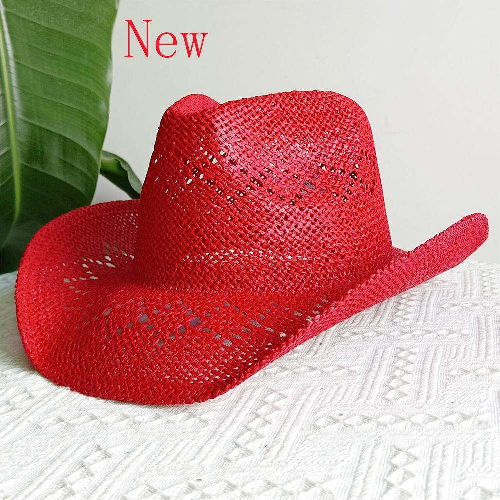 

Western cowboy hat, unisex straw hollow cowboy hat, plastic brim, plastic cowboy hat S56-58cm
