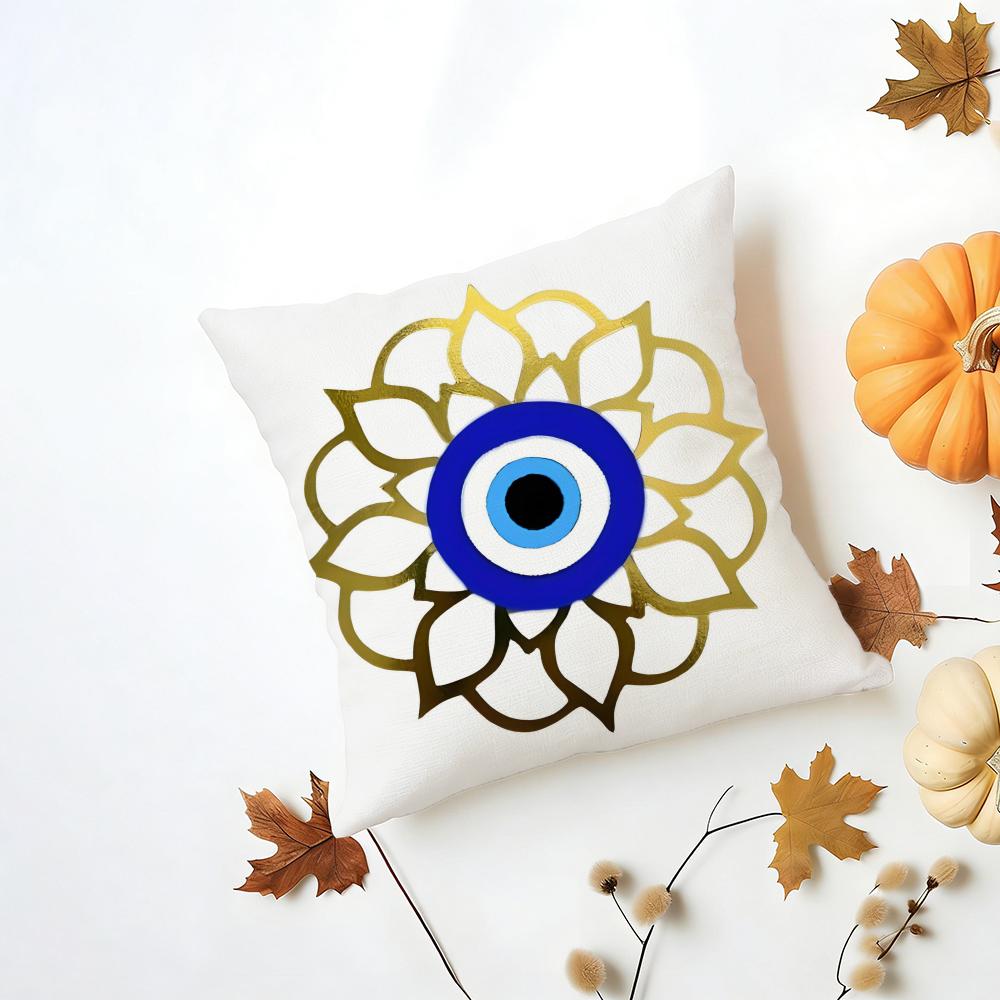 Mystic Protective B-Evil Eye Art Print Cushion Cover Washable Linen Pillowcase Soft For Daily Sofa Bed Home Room Decor