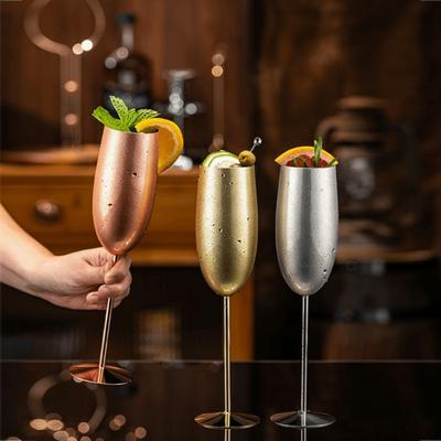 Unbreakable Metal Cocktail Glasses Creative Metal Goblet New Steel Champagne Flute  Wine Drinking