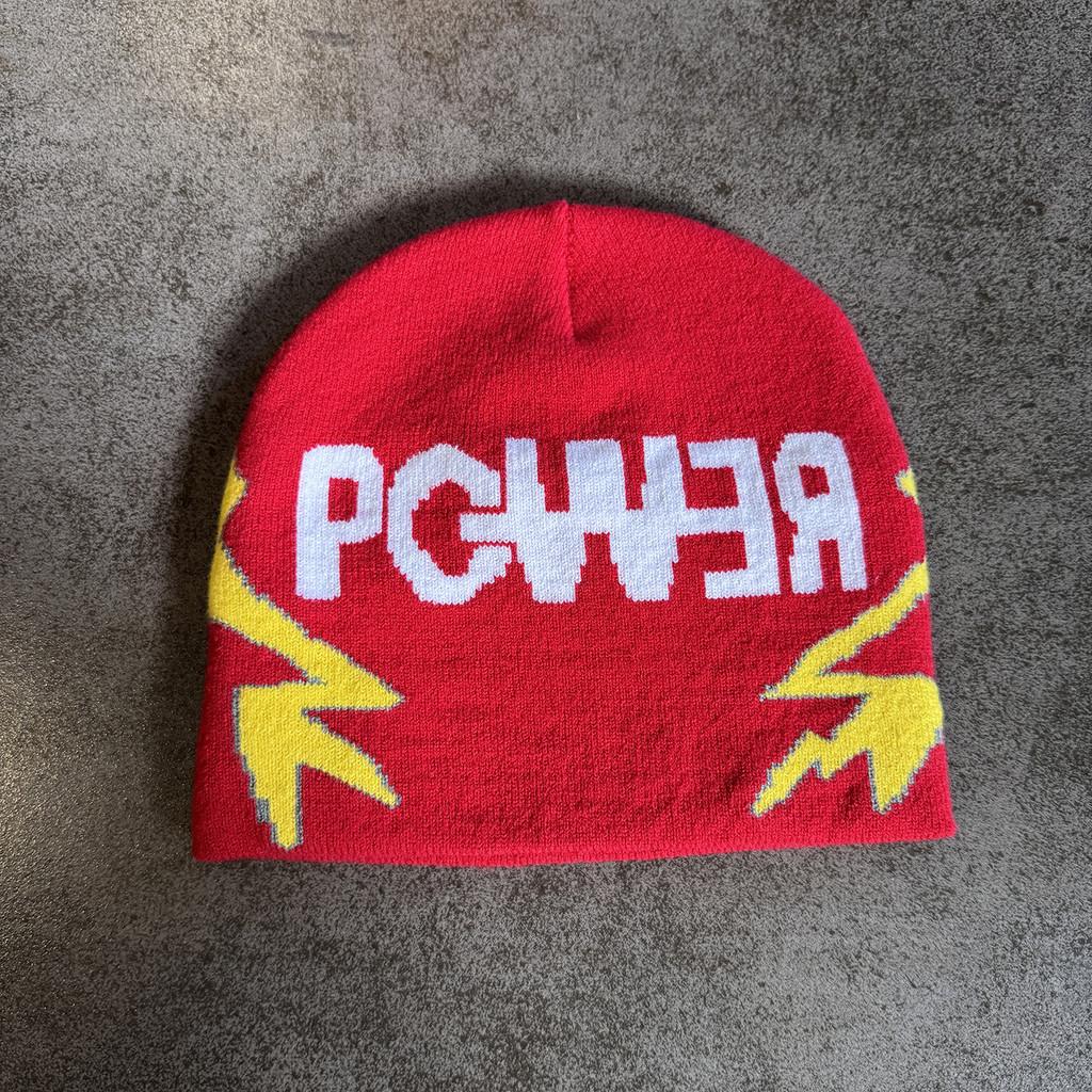 Solid Color Letter Pgwer Trendy Pattern Knitted Hat Wind Protection Teens For