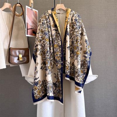 Scarf Women's Autumn and Winter New Retro Imitation Cashmere Shawl Outer Decoration High-end Warm Scarf