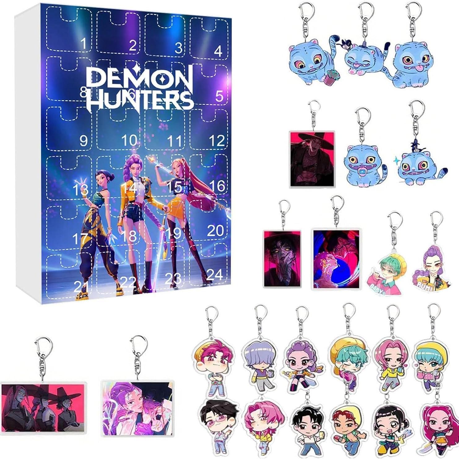 

Календарь Адвента KPOP Hunters 2025 Аниме 24 дня Рождественский календарь обратного отсчета Брелок Акриловая подвеска Сюрпризы