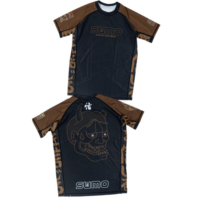Nuova Rashguard BJJ 2026 – Disponibile in più colori – Maglietta da Allenamento MMA a Maniche Corte da Uomo con Stampa Maschera Demone Hannya