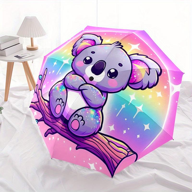 1pc Energetic Koala Durable Cartoon Folding Umbrella, Portable 3-Fold Compact Umbrella for Men and Women, Suitable for Travel or Daily Use.H