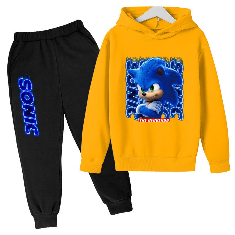 Podzim Zima Sonic the Hedgehog Potisk Postavy Mikiny Tepláky Sety Ležérní Teplé Sportovní S Dlouhým Rukávem Kalhoty Dětské Chlapecké Oblečení Sety