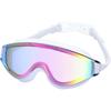 Swim Goggles, Wide View Anti Fog UV Swimming Goggles for Audlt, No Leaking Swim Glasses for Men Women White Iridescent Powder