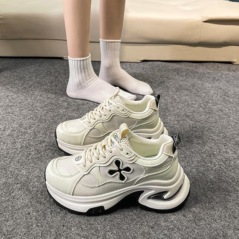 Cross flower platform dad shoes women's spring and autumn new small height-increasing casual shoes running shoes women