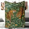 Blanket 1pc Wild Tigers Meeting Winter Flannel Blanket Featuring Soft High-Definition Digital Printing; a Modern-Style Small Throw