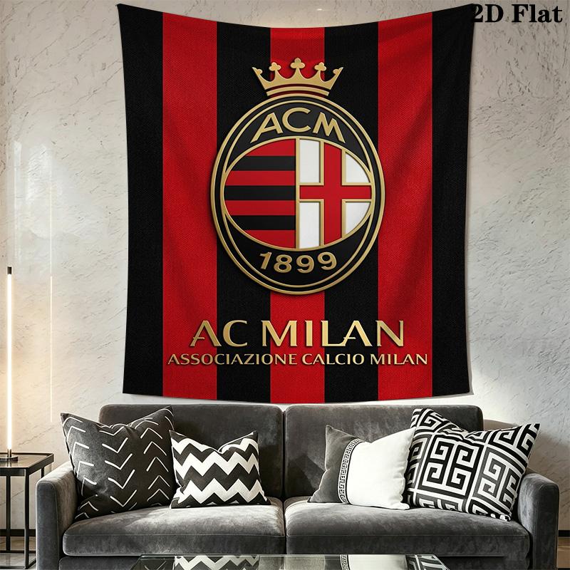Ac Milan Crest Wallpaper Threepiece Set 1 Duvet Cover 2 Pillowcase Without Core Christmas Birthday Gift Soft And Comfortable