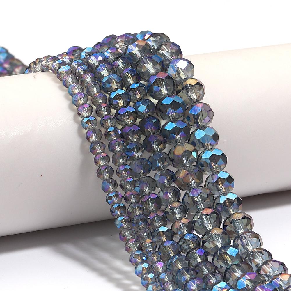 4/6/8mm Faceted Crystal Beads Transparent Blue Rondelle Glass Loose Beads for Jewelry Making DIY Bracelets Necklace Accessories