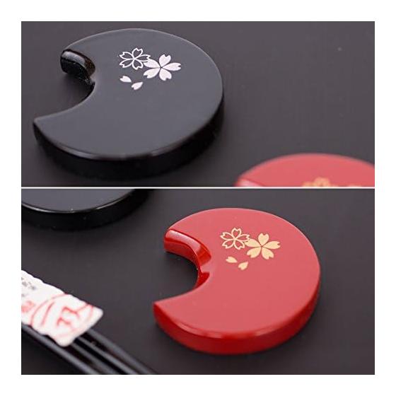 Wajima-nuri "Yoimachi-zuki" Chopsticks and Chopstick Rests - "Kao" Set (Black 22.5cm, Red 21.5cm, Rests Approx. 4.4cm Diameter/square, Round Tips) -