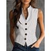 Women Elegant Striped Sleeveless Slim Fit Shirt Vest