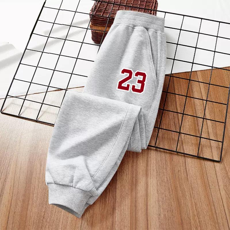 Children Football Number Trousers Boys Spring and Autumn Long Pants Elastic Band Sports Pants 7-10T