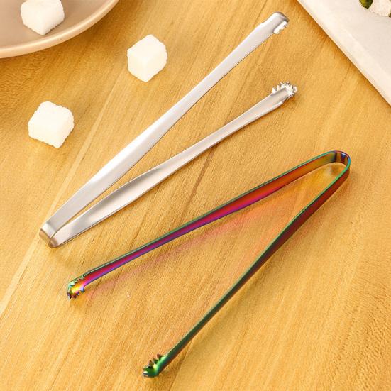huaqianguhh Stainless Steel Ice Clamp, with Anti-Slip Serrated, Multi Purpose Serving Utensil, for Cubes Sugar Coffee Bar Use
