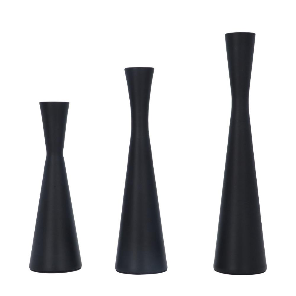 3PCS Matte Black Wrought Iron Candlesticks Taper Candle Holders Restaurant Table Setting