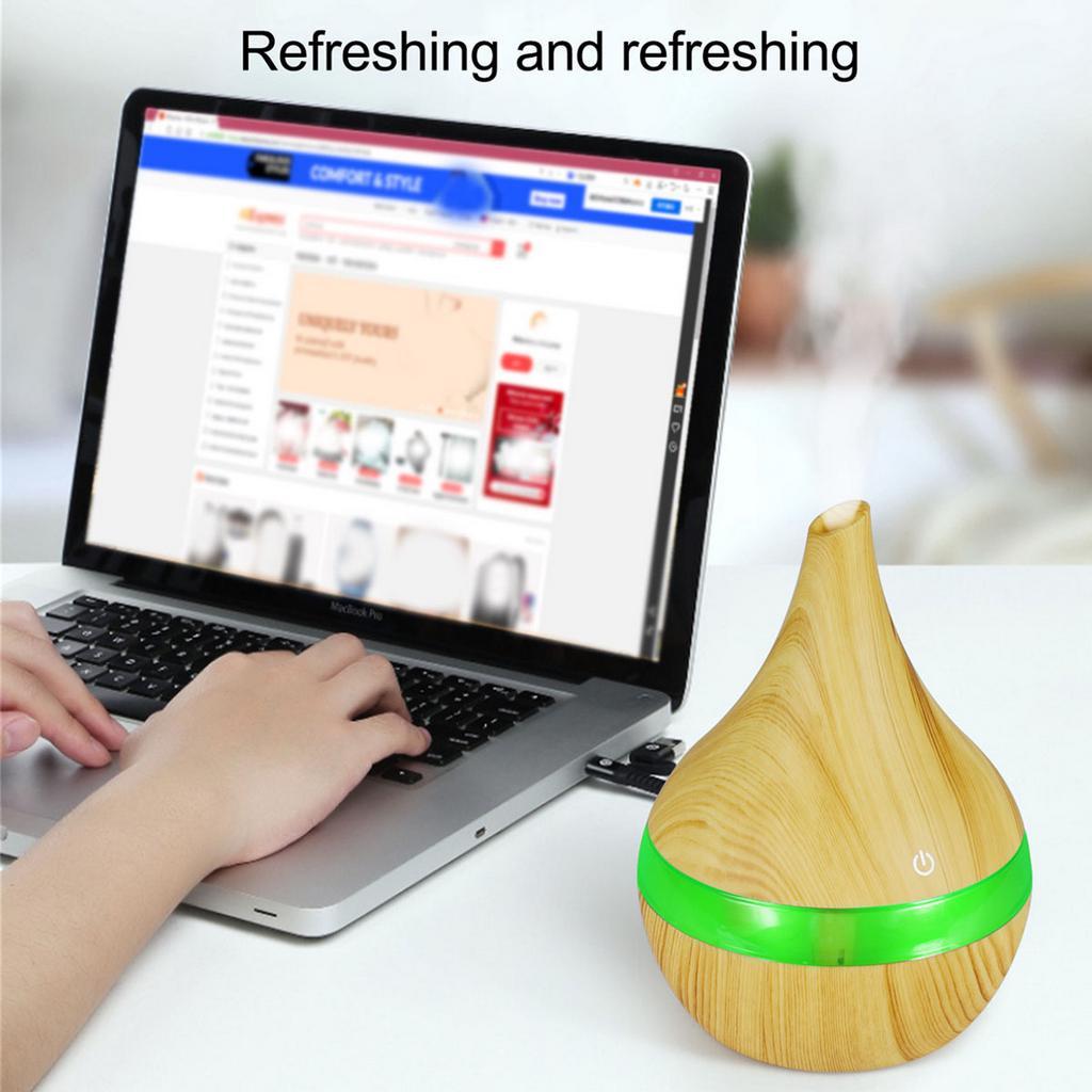 2W Haushalts-Luftbefeuchter Ätherisches Aromaöl-Diffusor Ultraschall Holzmaserung USB Mini-Nebelgenerator Mit Intelligenter Touchscreen