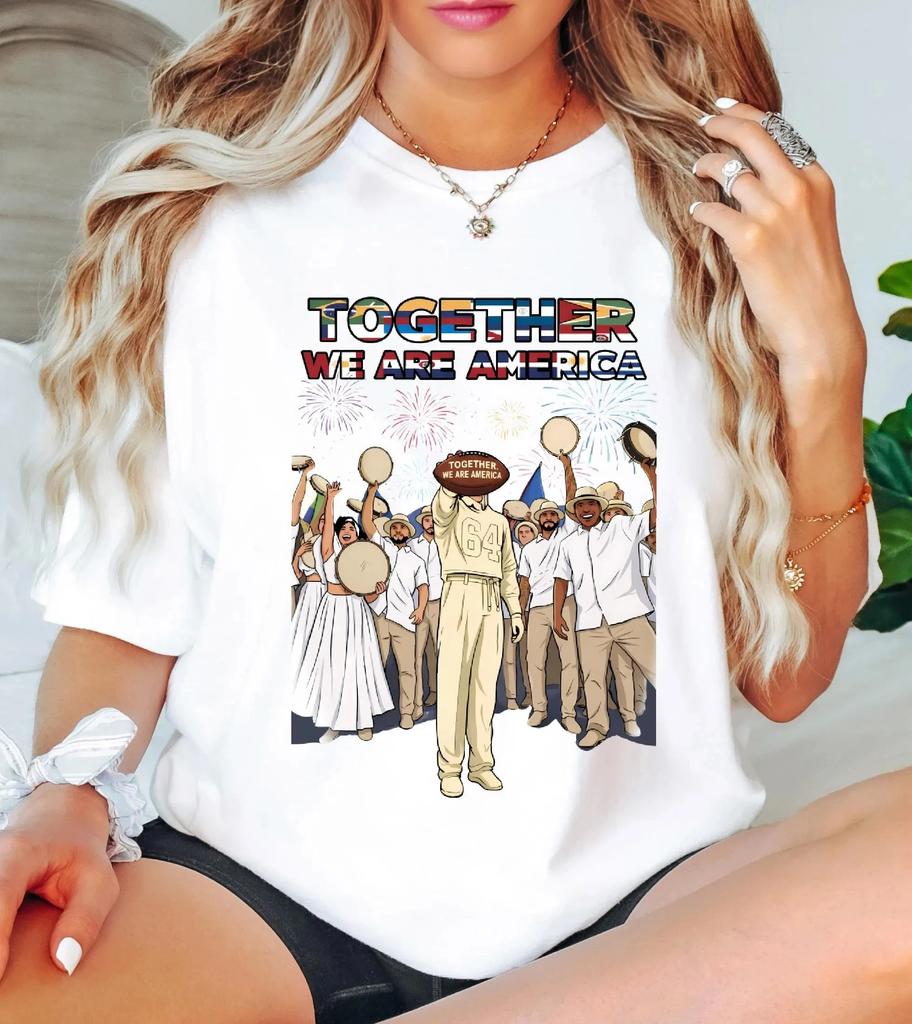 2026 Bad Bunny Together We Are America T-shirt Men and Women Summer Cotton Y2K Clothing Casual Fashion Short Sleeved Tee Streetwear