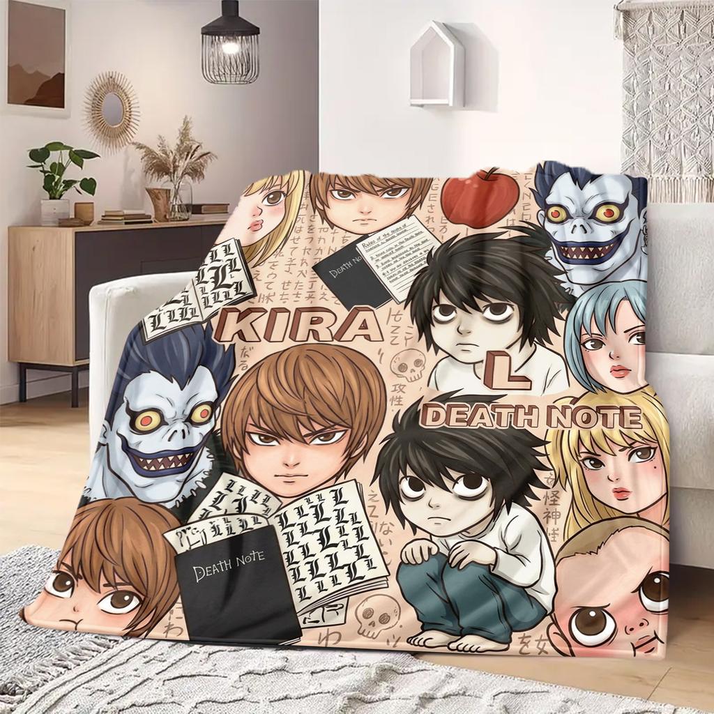 Death Note Flannel Blanket Colorful Print For Home Sofa Bed Chair Picnic Travel -HE11