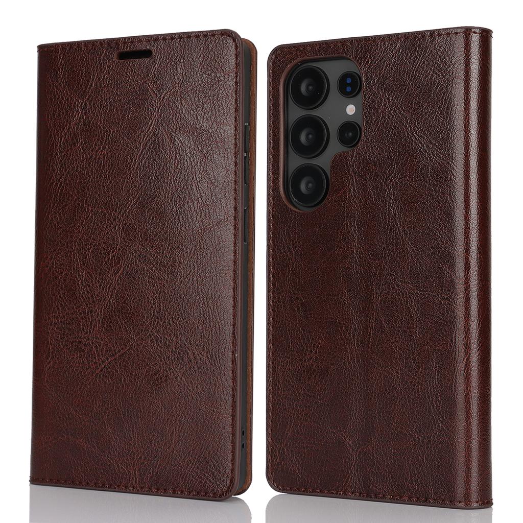 For Samsung Galaxy S25 Ultra Case Crazy Horse Texture Split Leather Wallet Phone Cover