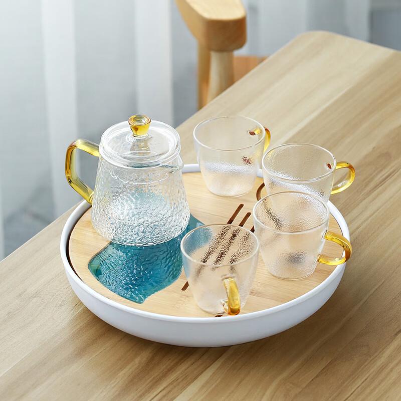 Ceramic Tea Set with Glass Teapot