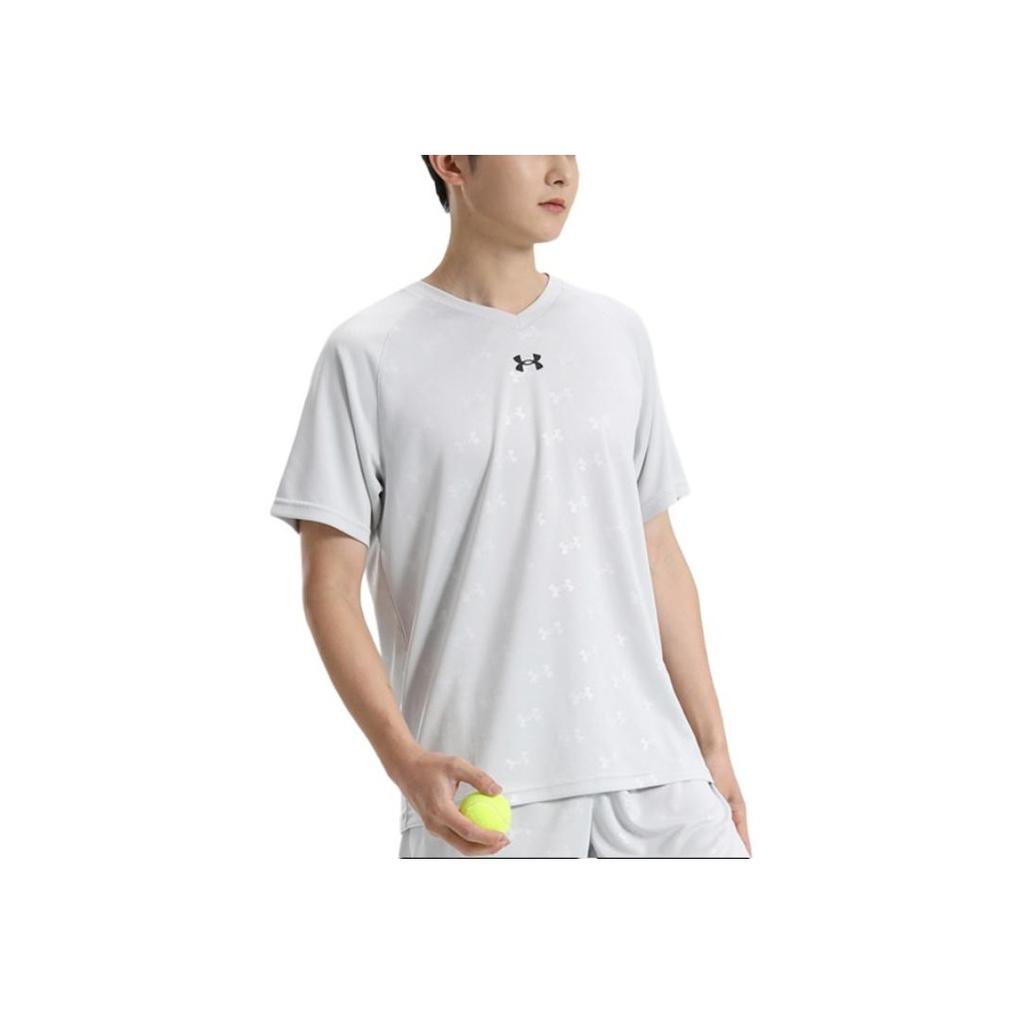 Under Armour Loose Fit V-Neck Short Sleeve T-Shirt Unisex Tops Light-Gray 21500531-009