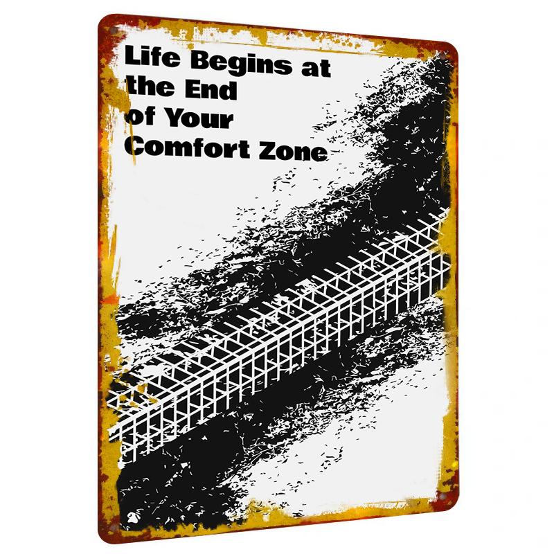 

Inspirational Metal Wall Art Life Begins Beyond Comfort Zone Modern Home Office Decor 20x30cm（7.8x11.8inch）