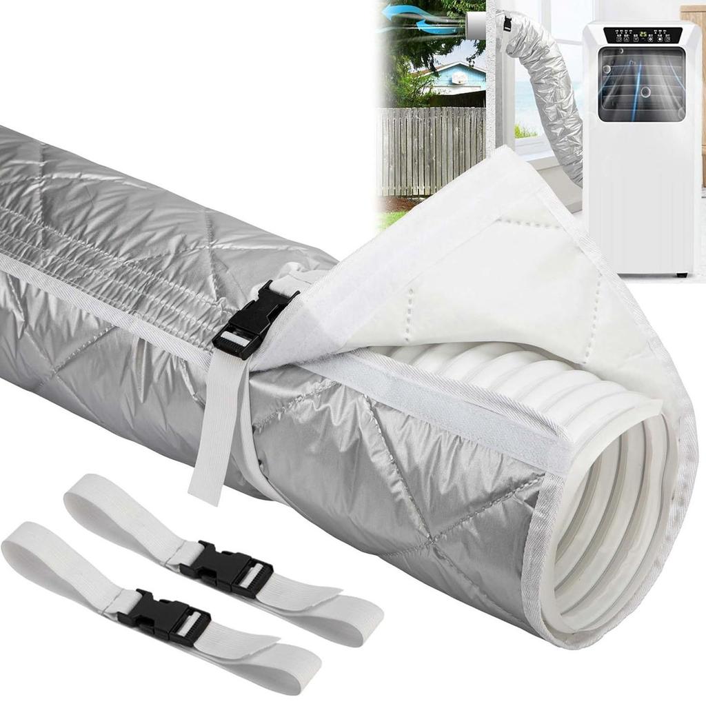 Conditioner Hose Cover Wrap with 2 Buckle Straps, Cotton Dust Proof AC Hose Insulated Cover Wrap for 5.9 Inch Diameter Conditioner