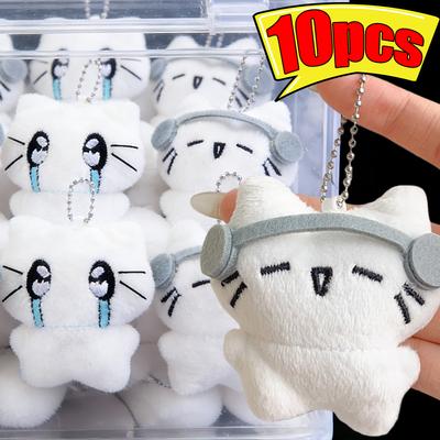 1-s Llavero de Muñeca de Peluche de Dibujos Animados Kawaii Mini Auriculares Llavero de Gato Llorando para Bolso de Pareja Colgantes Decoración Llavero