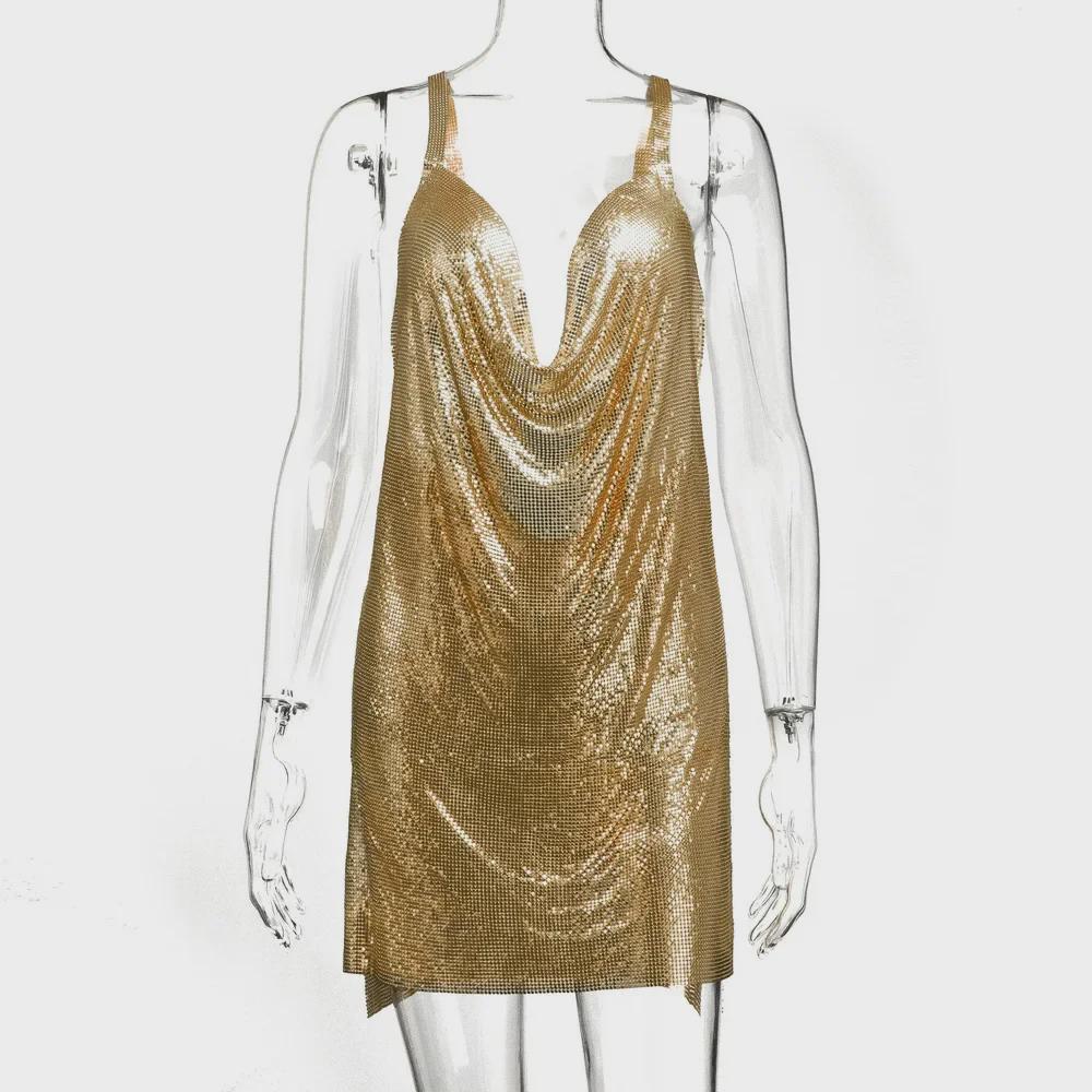Sequined V-Neck Backless Sling Dress - 2025 Nightclub Hot Sale