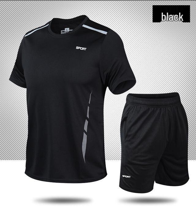 

Men s 2026 Summer Loose Fit Quick-Dry Sports Two-Piece Set 5XL чорний
