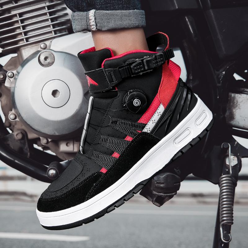 Čtyřsezónní motocyklové boty velká velikost otočná tlačítka kůže protiskluzové proti nárazu motocyklové boty pánské sportovní boty