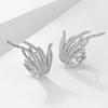 RAKOL Korean Style Feather Zircon Ear Cuffs - Light Luxury AAA Grade Temperament Earrings
