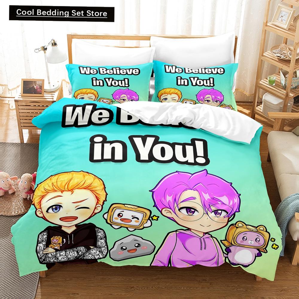 3D Print Anime  Lankybox 2/3PCS Bedding Sets Duvet Cover Set With Pillowcase Twin Full Queen King Bedclothes Bed Home Textiles
