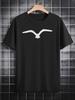 Casual Round Neck T-shirt with 3D Bird Print