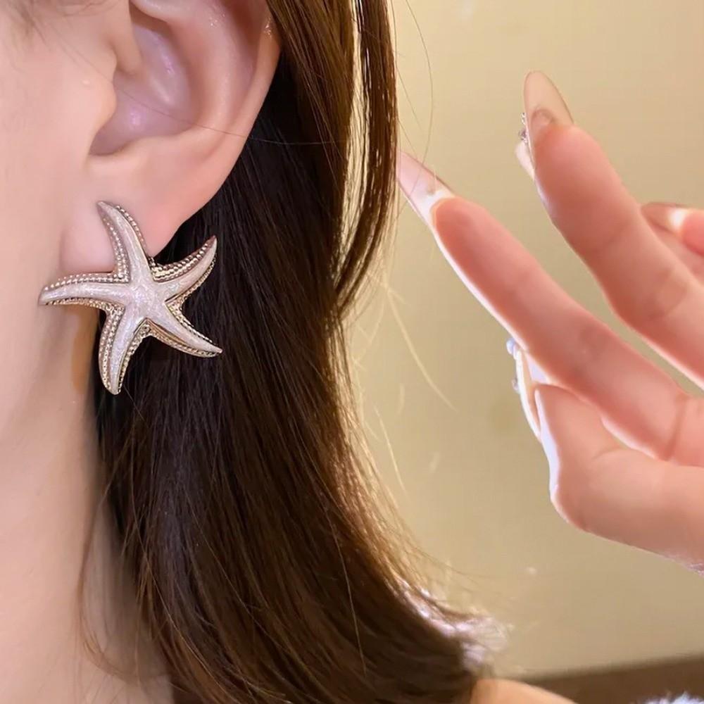 Star Starfish Stud Earrings Geometric Korean Style Earrings Cute Starfish Ear Studs  Beach Vacation
