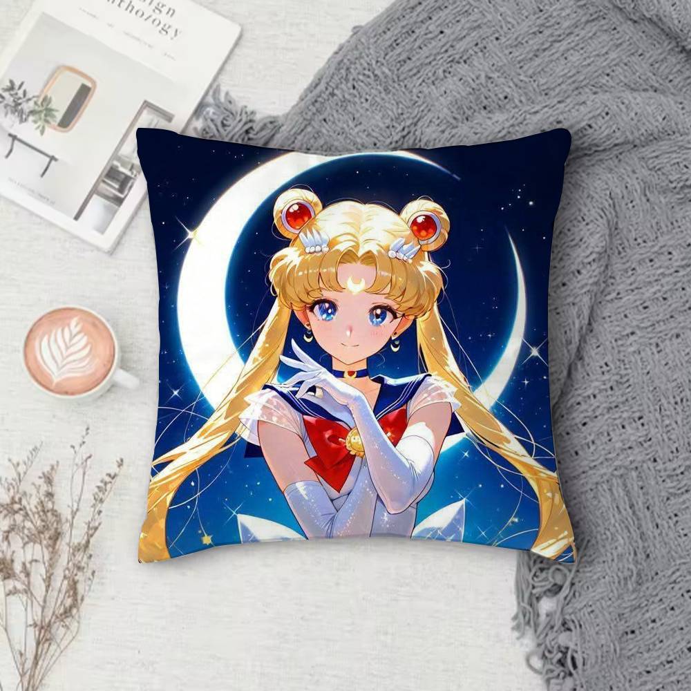 S-Sailor Moon Double-Sided Printed Square Pillow Cover Decorative Cushion Cover For Sofa Bedroom Bedside