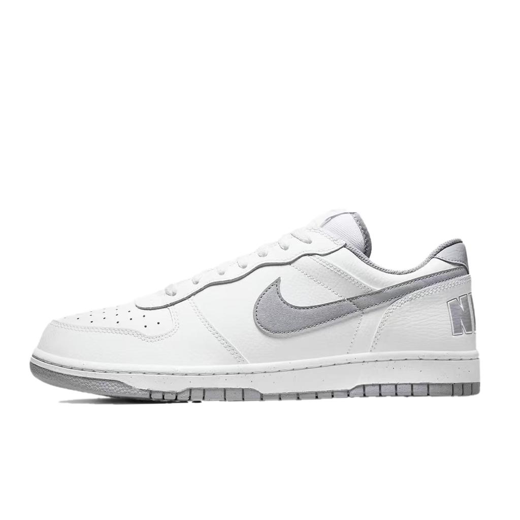 Nike Big Bamboo Shadow Horse Tracks Leather Abrasion Resistant Breathable Low top Skateboard Shoes Men's Gray White 355152-106(Team60-)