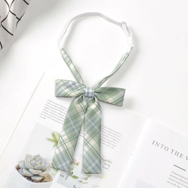 Japanese School Girl Style Polyester Plaid Neck Tie With Bow For Kids Uniforms