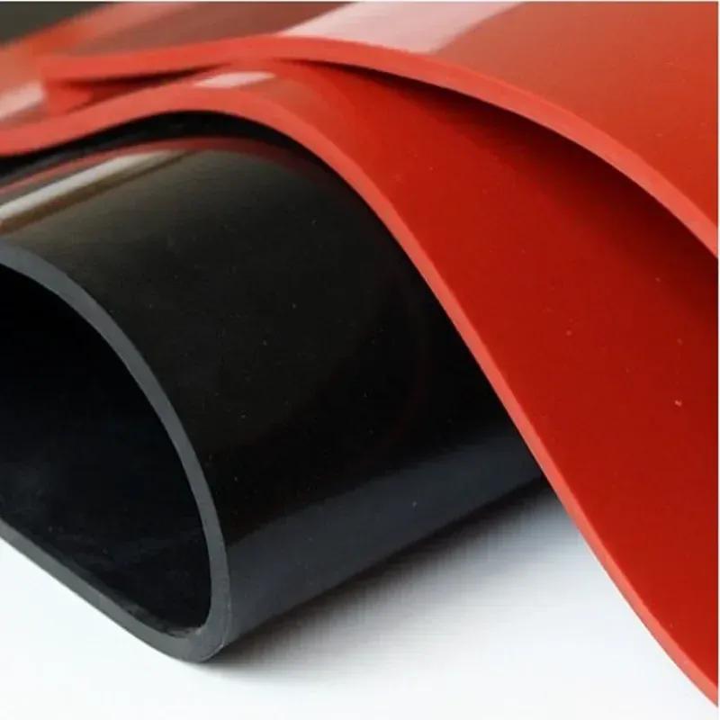 1.5mm/2mm/3mm Red/Black Silicone Rubber Sheet 500X500mm Black Rubber Matt Sheeting for Heat Resistance